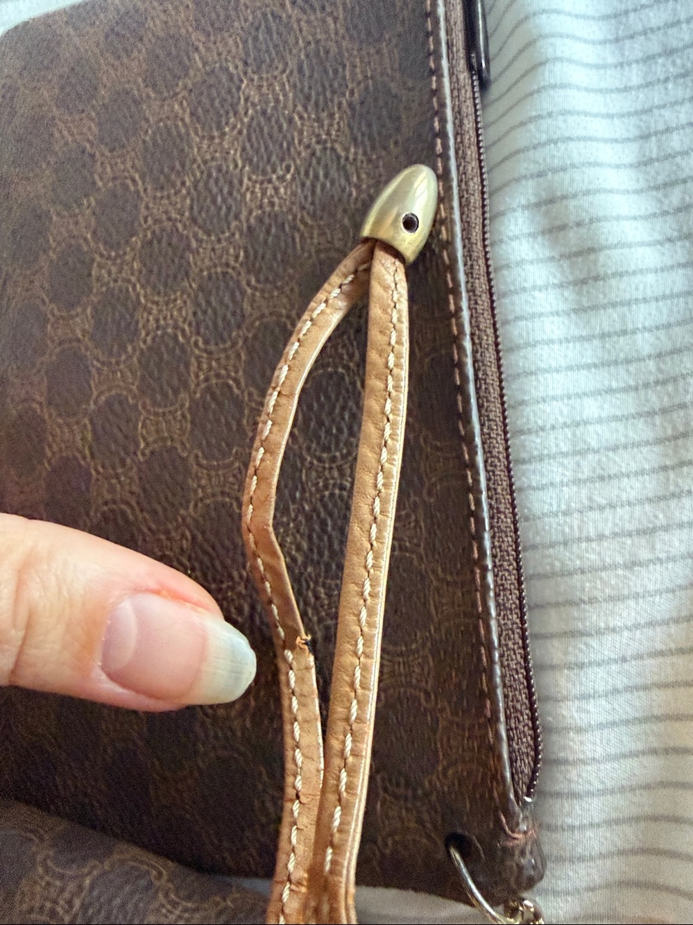 Celine Brown Monogram Bucket Bag with Tan Trim and Matching Pouch - Picture 12 of 16